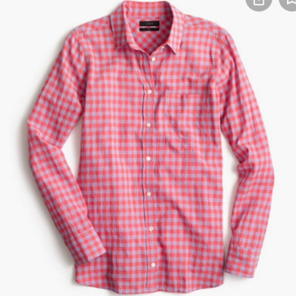 J. Crew Boy Plaid Gingham Two-Tone Classic Sz2